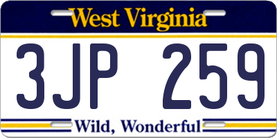 WV license plate 3JP259