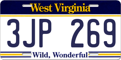 WV license plate 3JP269