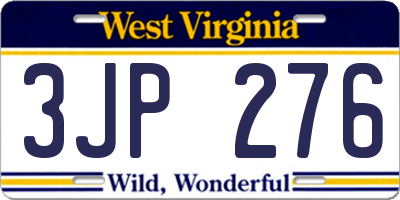 WV license plate 3JP276