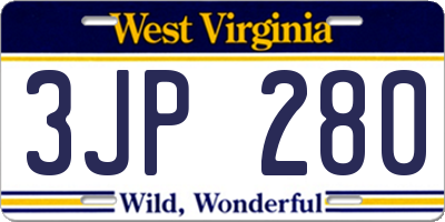 WV license plate 3JP280