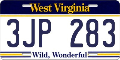 WV license plate 3JP283
