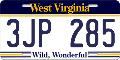 WV license plate 3JP285