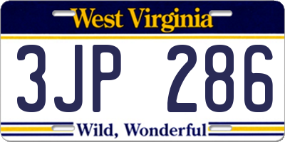 WV license plate 3JP286