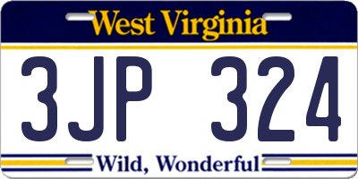 WV license plate 3JP324