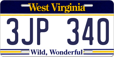 WV license plate 3JP340