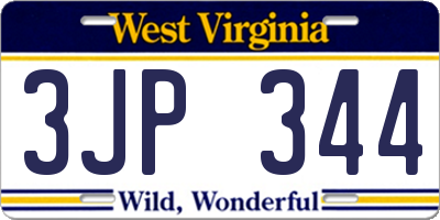 WV license plate 3JP344