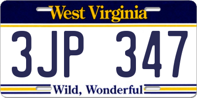 WV license plate 3JP347