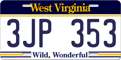 WV license plate 3JP353
