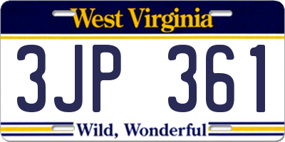 WV license plate 3JP361