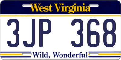 WV license plate 3JP368