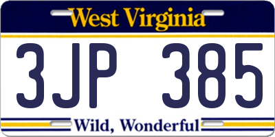 WV license plate 3JP385