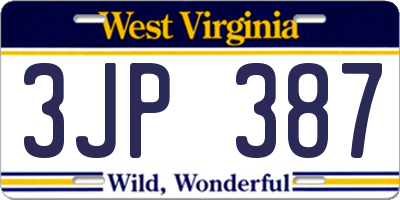 WV license plate 3JP387