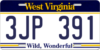 WV license plate 3JP391