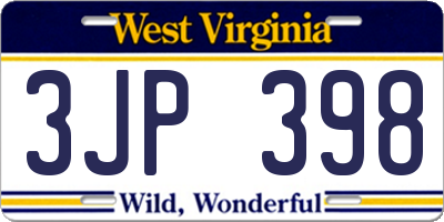 WV license plate 3JP398