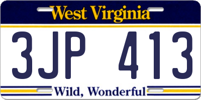WV license plate 3JP413