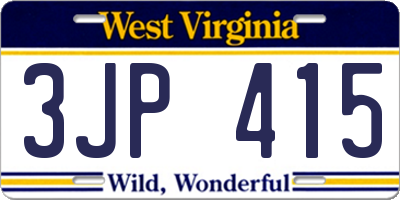 WV license plate 3JP415