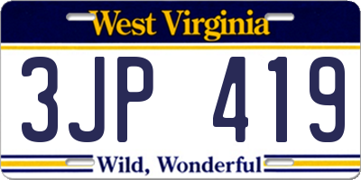 WV license plate 3JP419