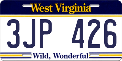 WV license plate 3JP426