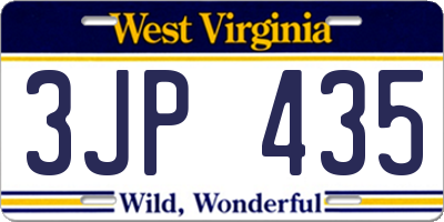 WV license plate 3JP435