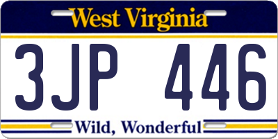 WV license plate 3JP446