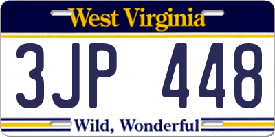 WV license plate 3JP448