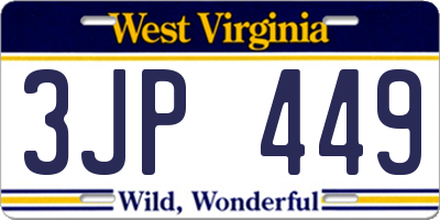 WV license plate 3JP449