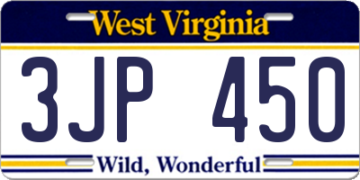 WV license plate 3JP450