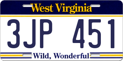 WV license plate 3JP451