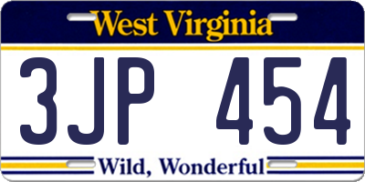 WV license plate 3JP454