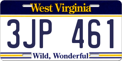 WV license plate 3JP461