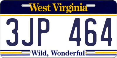 WV license plate 3JP464