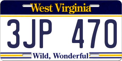 WV license plate 3JP470