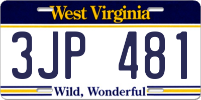 WV license plate 3JP481