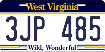 WV license plate 3JP485
