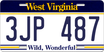 WV license plate 3JP487