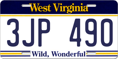WV license plate 3JP490