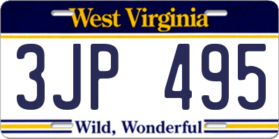 WV license plate 3JP495