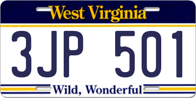 WV license plate 3JP501