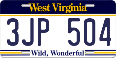 WV license plate 3JP504