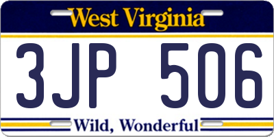 WV license plate 3JP506