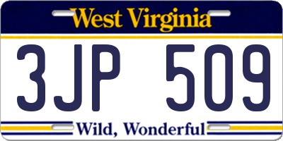 WV license plate 3JP509