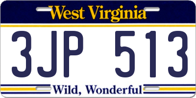WV license plate 3JP513
