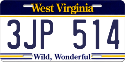WV license plate 3JP514