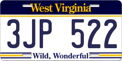 WV license plate 3JP522