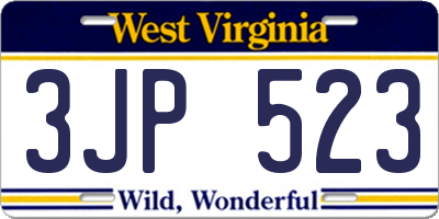 WV license plate 3JP523
