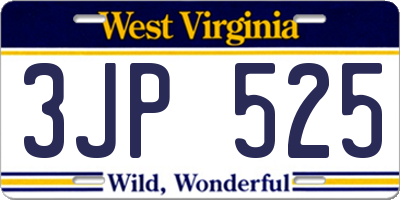 WV license plate 3JP525