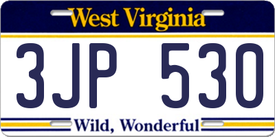 WV license plate 3JP530
