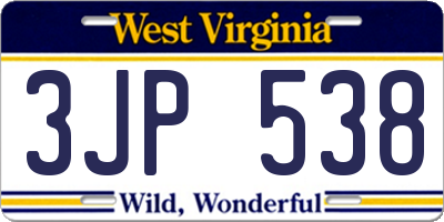 WV license plate 3JP538