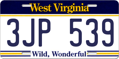 WV license plate 3JP539