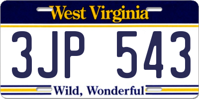 WV license plate 3JP543
